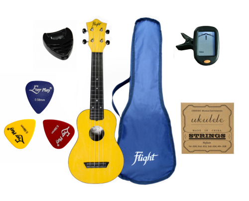 Flight TUS35 YL ukulele sopranowe MEGA ZESTAW