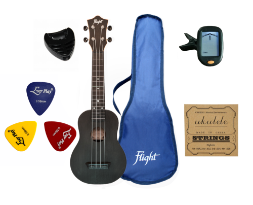 Flight TUS35 BK ukulele sopranowe MEGA ZESTAW