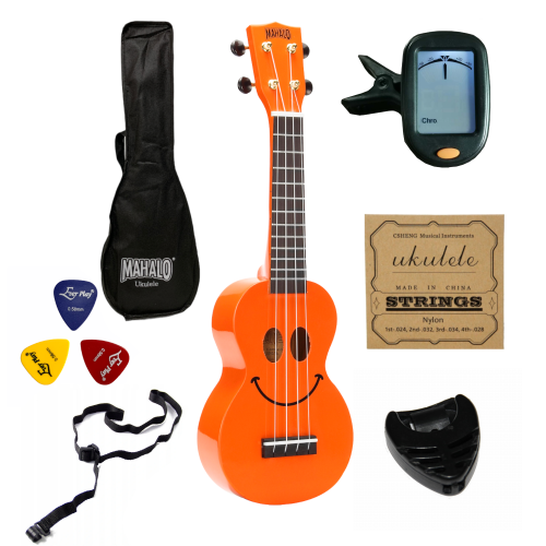 Ukulele Sopranowe Mahalo Uśmiech Pomarańczowe ZESTAW