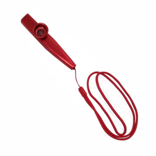Kazoo metalowe czerwone ze sznureczkiem