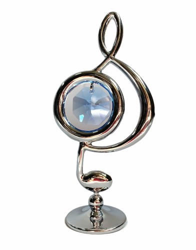 Figurka Muzyczna Klucz Wiolinowy - Srebrna z Kryształem Swarovskiego